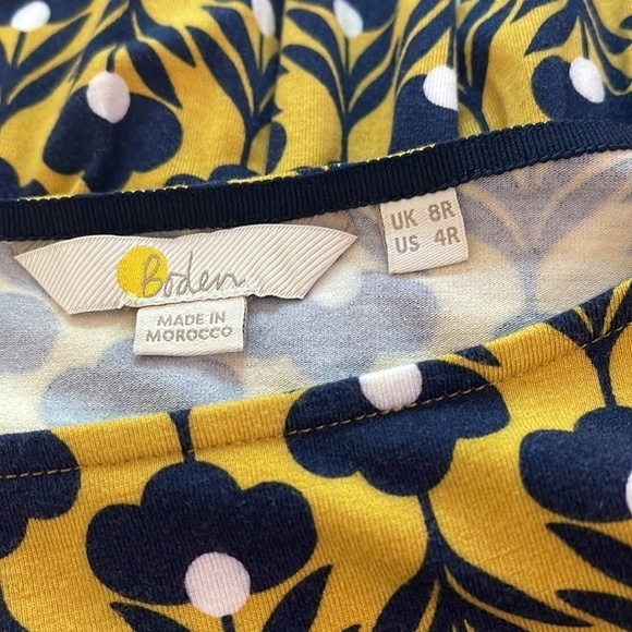 Boden Abigail Jersey Dress in Saffron Navy Yellow Floral size 4 - Picture 12 of 16